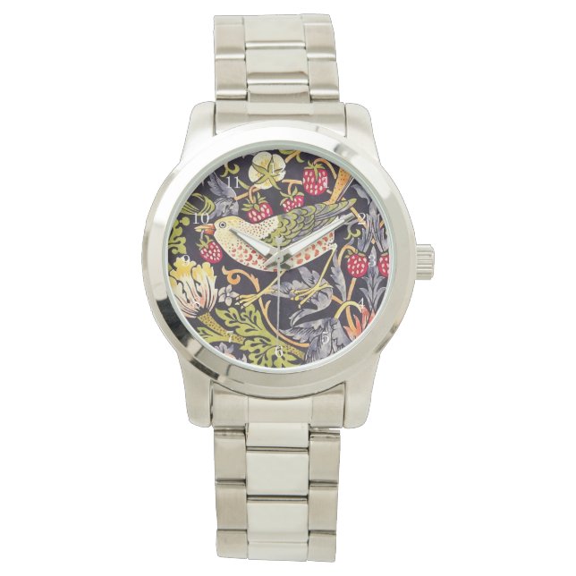 William Morris Strawberry Thief Floral Art Nouveau Watch (Front)