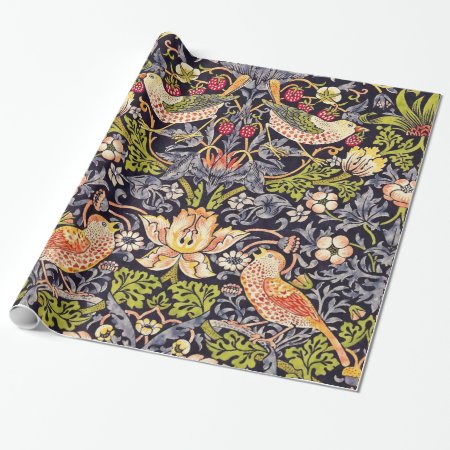 William Morris Strawberry Thief Floral Art Nouveau Wrapping Paper
