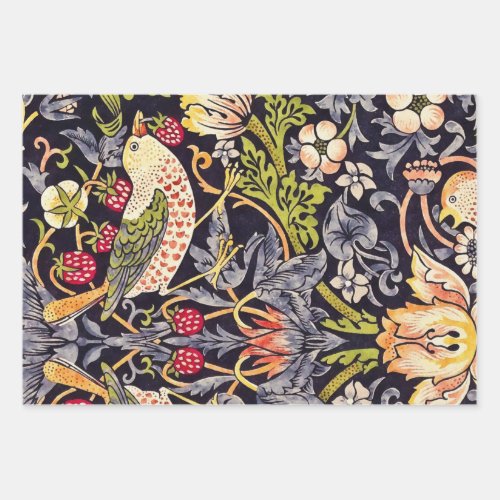 William Morris Strawberry Thief Floral Art Nouveau Wrapping Paper Sheets
