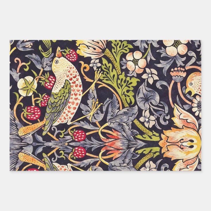 William Morris Strawberry Thief Floral Art Nouveau Wrapping Paper