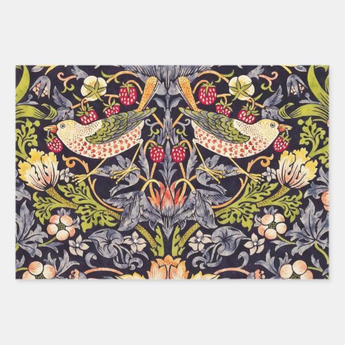 William Morris Strawberry Thief Floral Art Nouveau Wrapping Paper Sheets