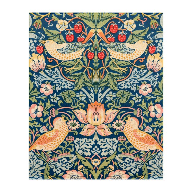 William Morris Strawberry Thief Floral Pattern Acrylic Print (Front)