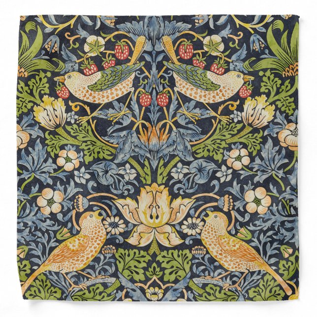 William Morris - Strawberry Thief Floral Pattern Bandana (Front)