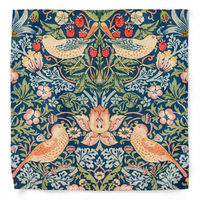 William Morris Strawberry Thief Floral Pattern Bandana (Front)