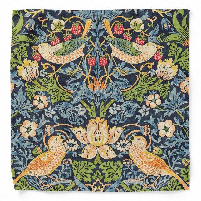 William Morris Strawberry Thief Floral Pattern Bandana (Front)