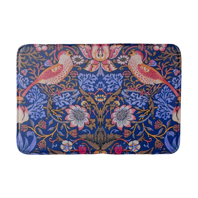 William Morris Strawberry Thief Floral Pattern Bath Mat