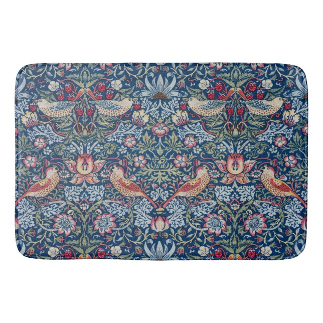 William Morris  Strawberry Thief Floral Pattern Bath Mat (Front)