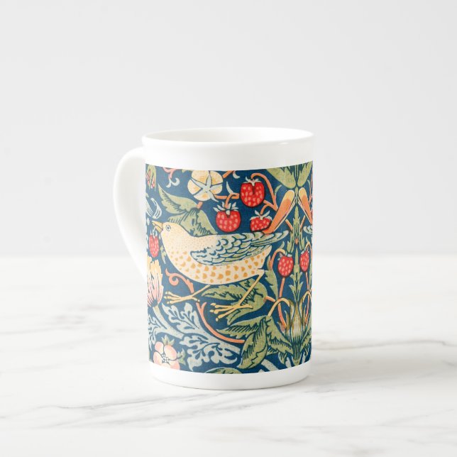 William Morris Strawberry Thief Floral Pattern Bone China Mug (Front Left)