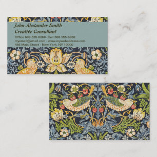 William Morris - Strawberry Thief Floral Pattern Business Card