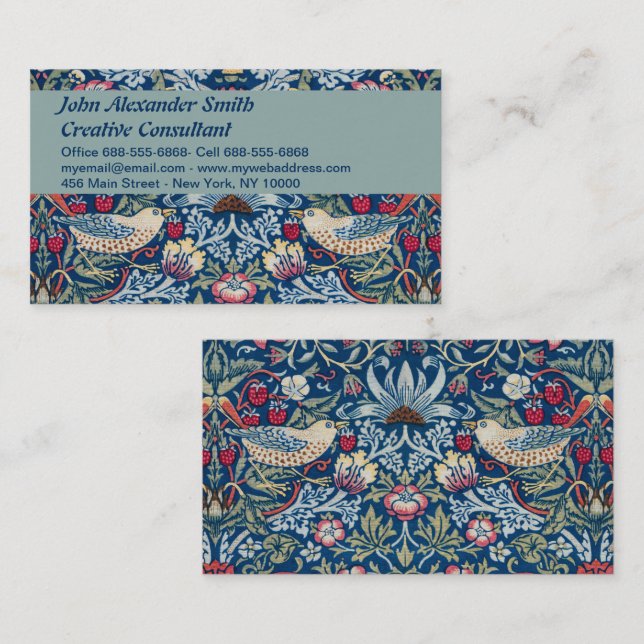 William Morris  Strawberry Thief Floral Pattern Business Card (Front/Back)