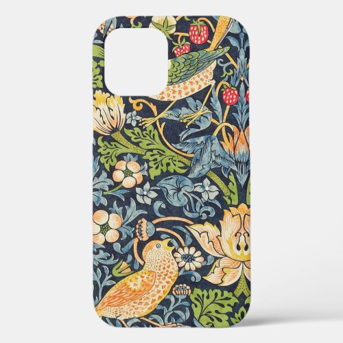 William Morris Strawberry Thief Floral Pattern iPhone 12 Case