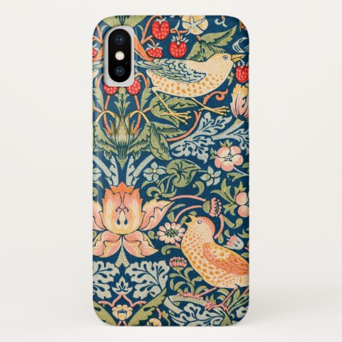 William Morris Strawberry Thief Floral Pattern iPhone XS Case