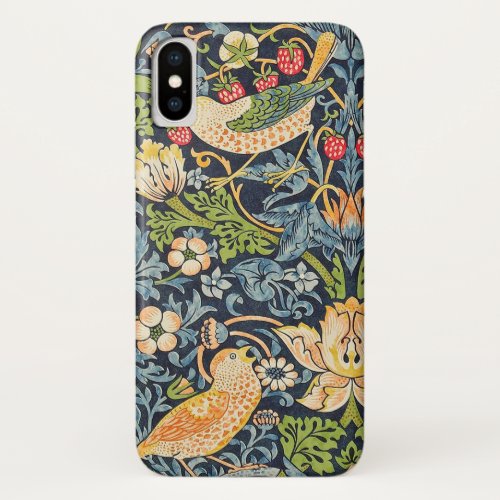 William Morris Strawberry Thief Floral Pattern iPhone X Case