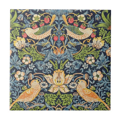 William Morris Strawberry Thief Floral Pattern Ceramic Tile