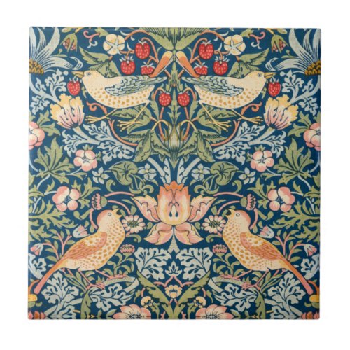 William Morris Strawberry Thief Floral pattern Ceramic Tile