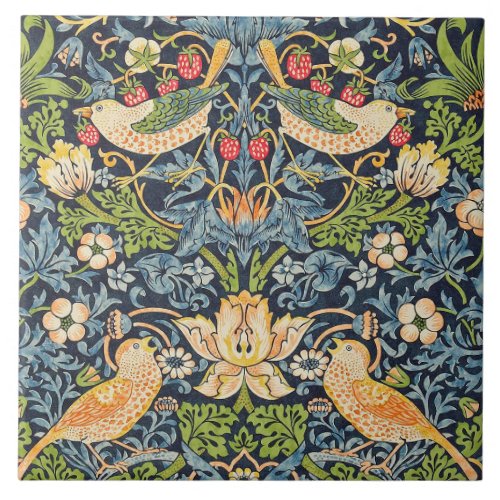 William Morris Strawberry Thief Floral Pattern Ceramic Tile