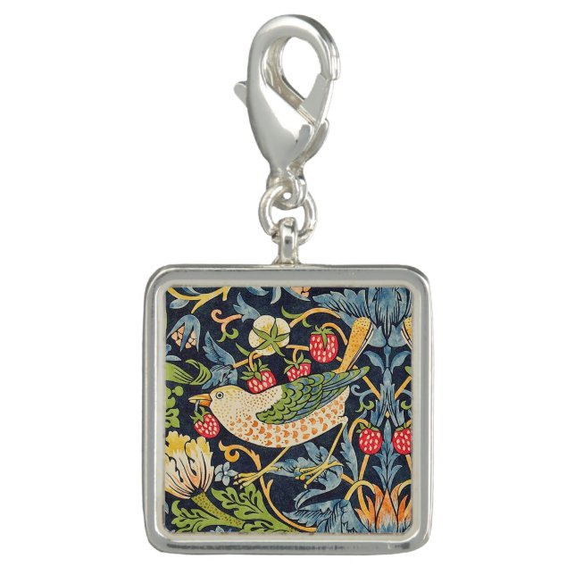 William Morris Strawberry Thief Floral Pattern Charm (Front)