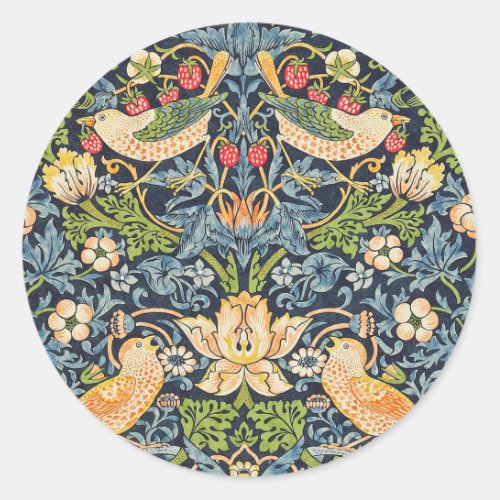 William Morris Strawberry Thief Floral Pattern Classic Round Sticker