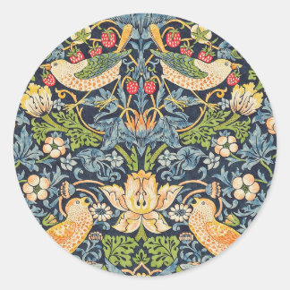 William Morris Strawberry Thief Floral Pattern Classic Round Sticker