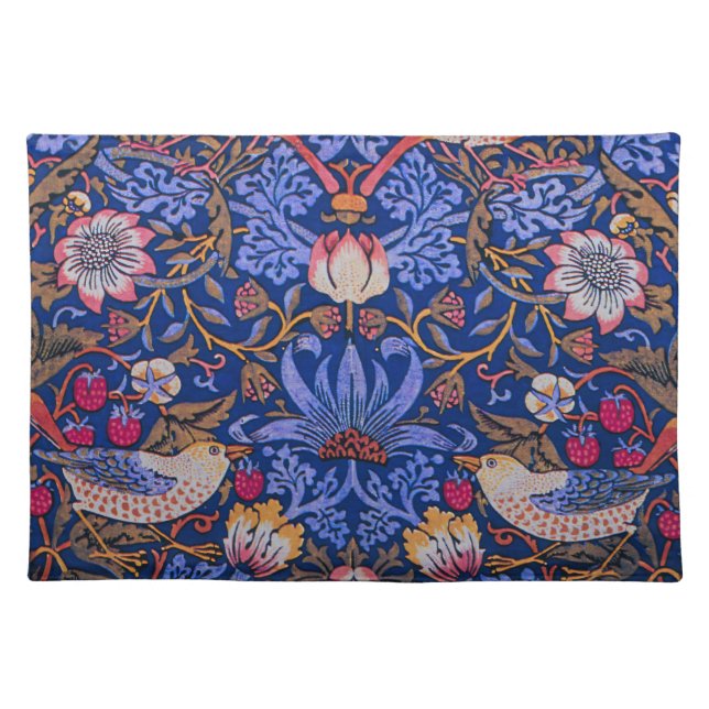 William Morris Strawberry Thief Floral Pattern Cloth Placemat (Front)