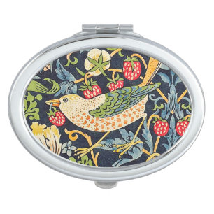 William Morris Strawberry Thief Floral Pattern Compact Mirror