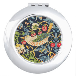 William Morris Strawberry Thief Floral Pattern Compact Mirror