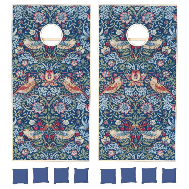William Morris  Strawberry Thief Floral Pattern Cornhole Set (Set)