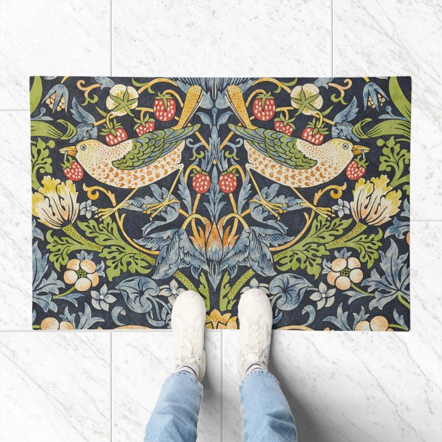 William Morris - Strawberry Thief Floral Pattern Doormat (Indoor)