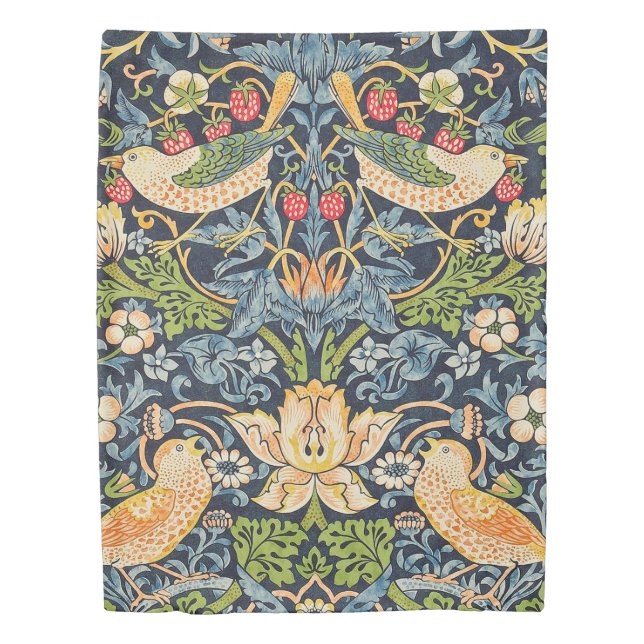 William Morris Strawberry Thief Floral Pattern Duvet Cover (Front)