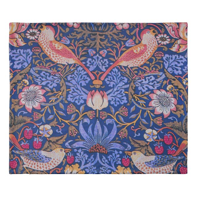 William Morris Strawberry Thief Floral Pattern Duvet Cover (Back)