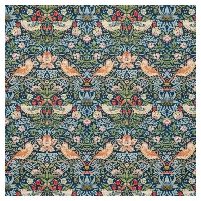 William Morris Strawberry Thief Floral Pattern Fabric (Swatch)
