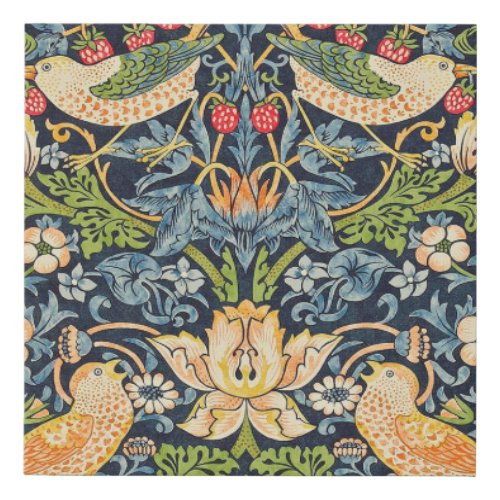 William Morris Strawberry Thief Floral Pattern Faux Canvas Print