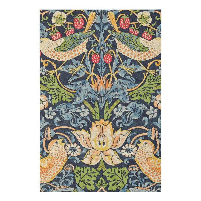 William Morris Strawberry Thief Floral Pattern Faux Canvas Print (Front)