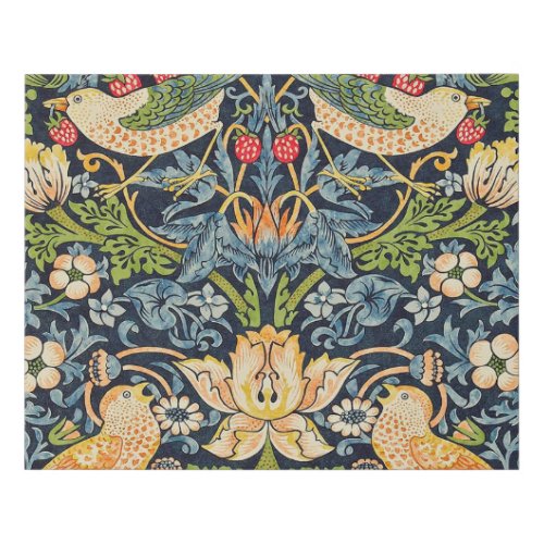 William Morris Strawberry Thief Floral Pattern Faux Canvas Print