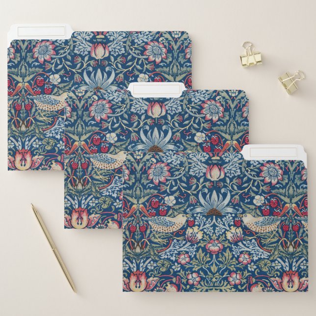 William Morris  Strawberry Thief Floral Pattern File Folder (Set)