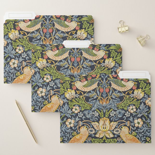 William Morris - Strawberry Thief Floral Pattern File Folder (Set)
