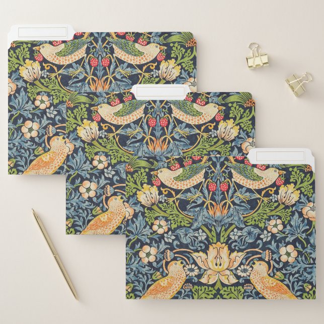 William Morris Strawberry Thief Floral Pattern File Folder (Set)