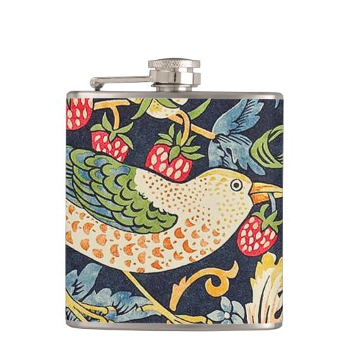 William Morris Strawberry Thief Floral Pattern Flask