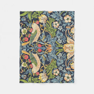William Morris Strawberry Thief Floral Pattern Fleece Blanket
