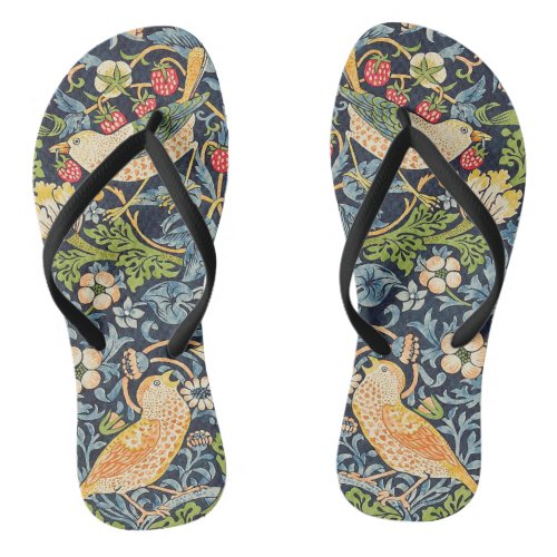 William Morris Strawberry Thief Floral Pattern Flip Flops