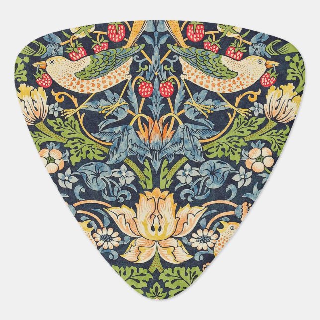 William Morris Strawberry Thief Floral Pattern Guitar Pick (Front)