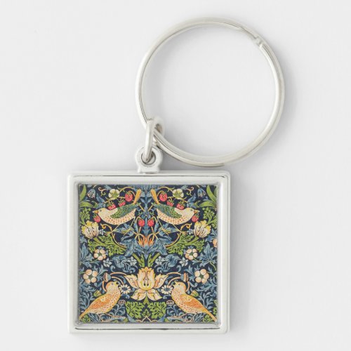 William Morris Strawberry Thief Floral Pattern Keychain