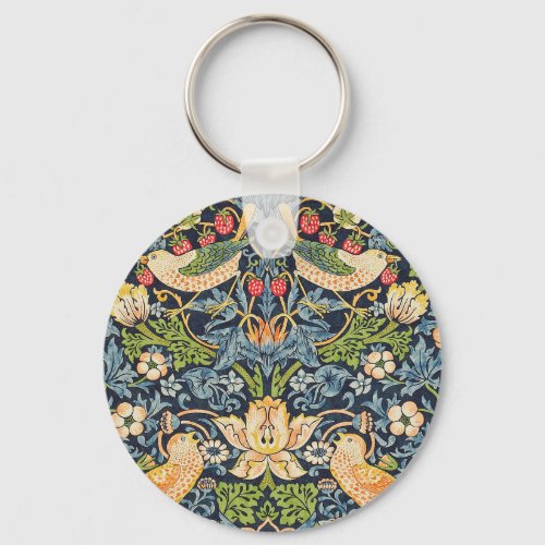 William Morris Strawberry Thief Floral Pattern Keychain