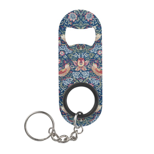 William Morris  Strawberry Thief Floral Pattern Keychain Bottle Opener (Front)