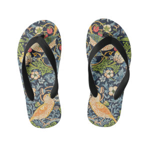 William Morris Strawberry Thief Floral Pattern Kid's Flip Flops
