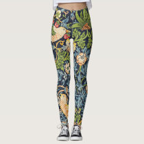 William Morris Strawberry Thief Floral Pattern Leggings William Morris Strawberry Thief Floral Pattern Leggings