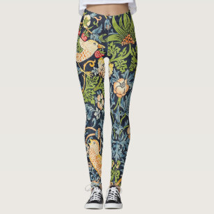 Green and Black, Summer Greenery, Colorful Floral Leggings