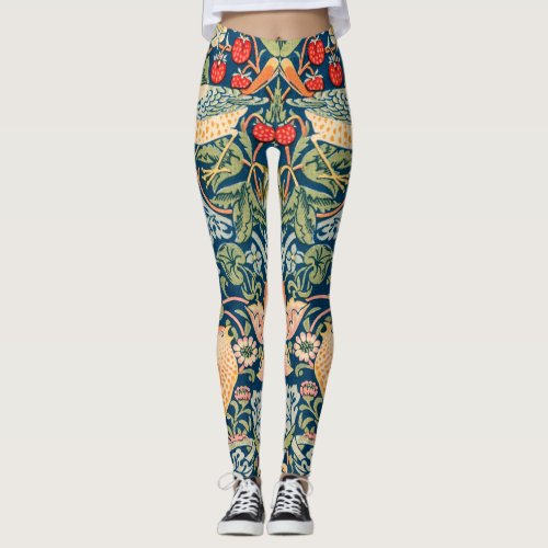 William Morris Strawberry Thief Floral Pattern Leggings