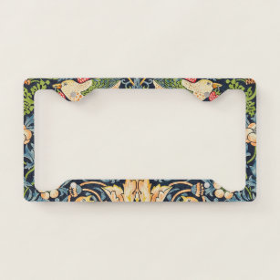 William Morris Strawberry Thief Floral Pattern License Plate Frame
