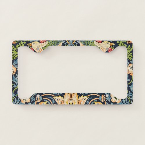 William Morris Strawberry Thief Floral Pattern License Plate Frame